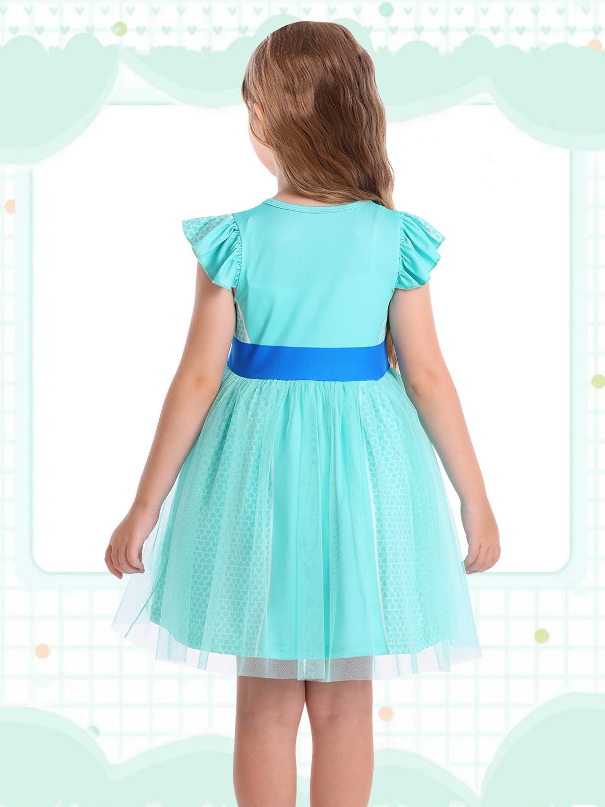 Marendyee Girls Kitties Costume Dress Birthday Party Halloween Cosplay Outfit for Kids Tulle Mesh Dresses