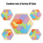 Skrtuan Wooden Hexagon Puzzle For Kid Adults Wooden Blocks Puzzle Brain Teasers Toy Shape Pattern Blocks Tangram Puzzles Games Family Portable Montessori Educational Gift For All Ages Children