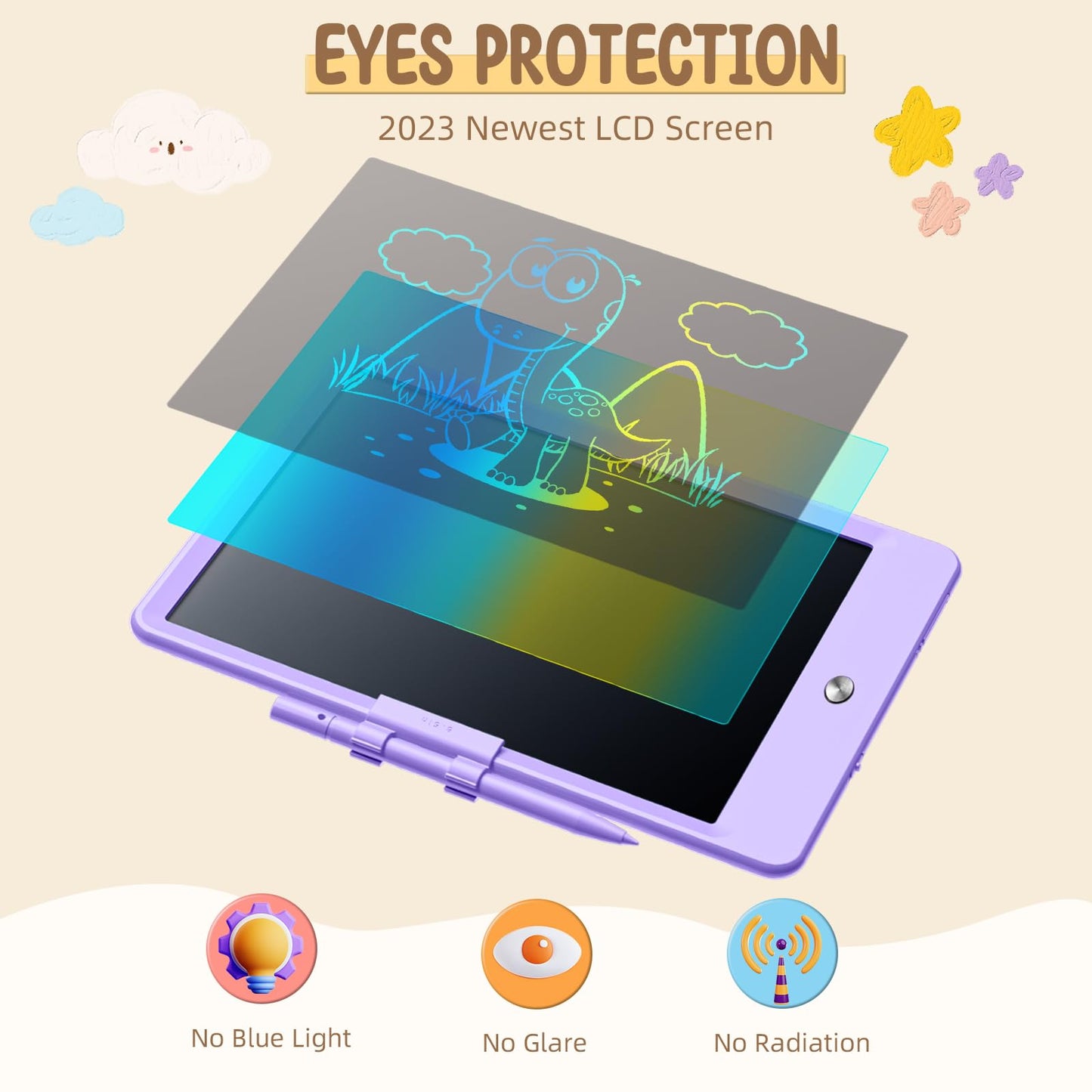 Kidopire LCD Writing Tablet, 2Pack Reusable Drawing Pad for Kids, Colorful Doodle Board Kids Drawing Tablet, Educational Toddler