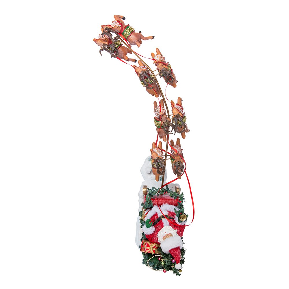 Kurt Adler 2-Piece Musical Santa With 8 Reindeers, 24-Inch