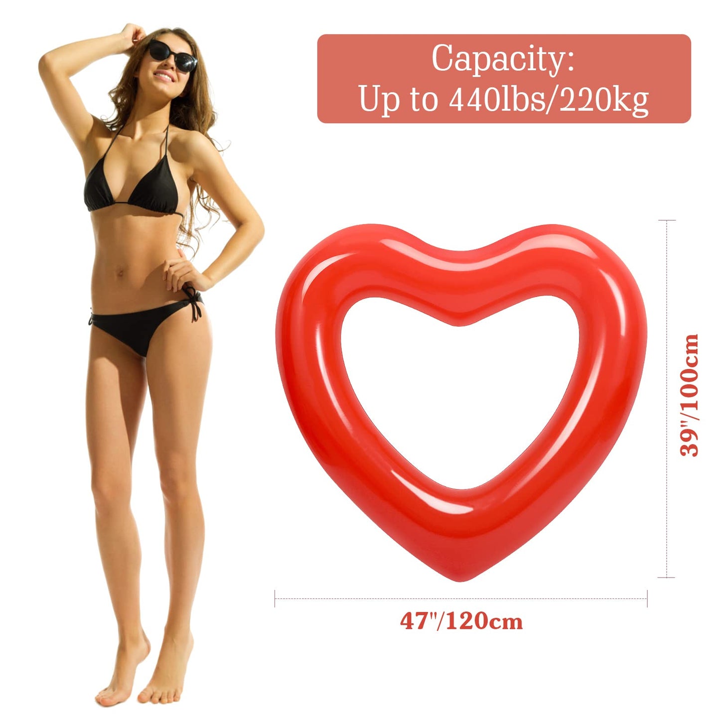 HeySplash Pool Floats  mature-themed Size Heart Inflatable Pool Floatie for Bachelorette Party  Swim Tube Rings  River Lake Beach Floaty  Wedding Bride Valentine Decor  Fun Toy Raft Lounge for Kids  Red