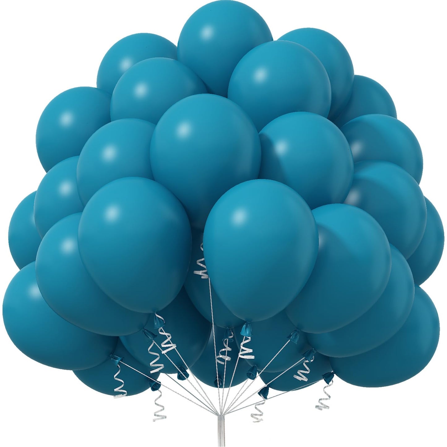 Jobkoo Peacock Blue Balloons 12 Inch, 50 Pcs Turquoise Blue Balloon Teal Blue Latex Balloons Matte Dark Teal Aqua Blue Helium Ba