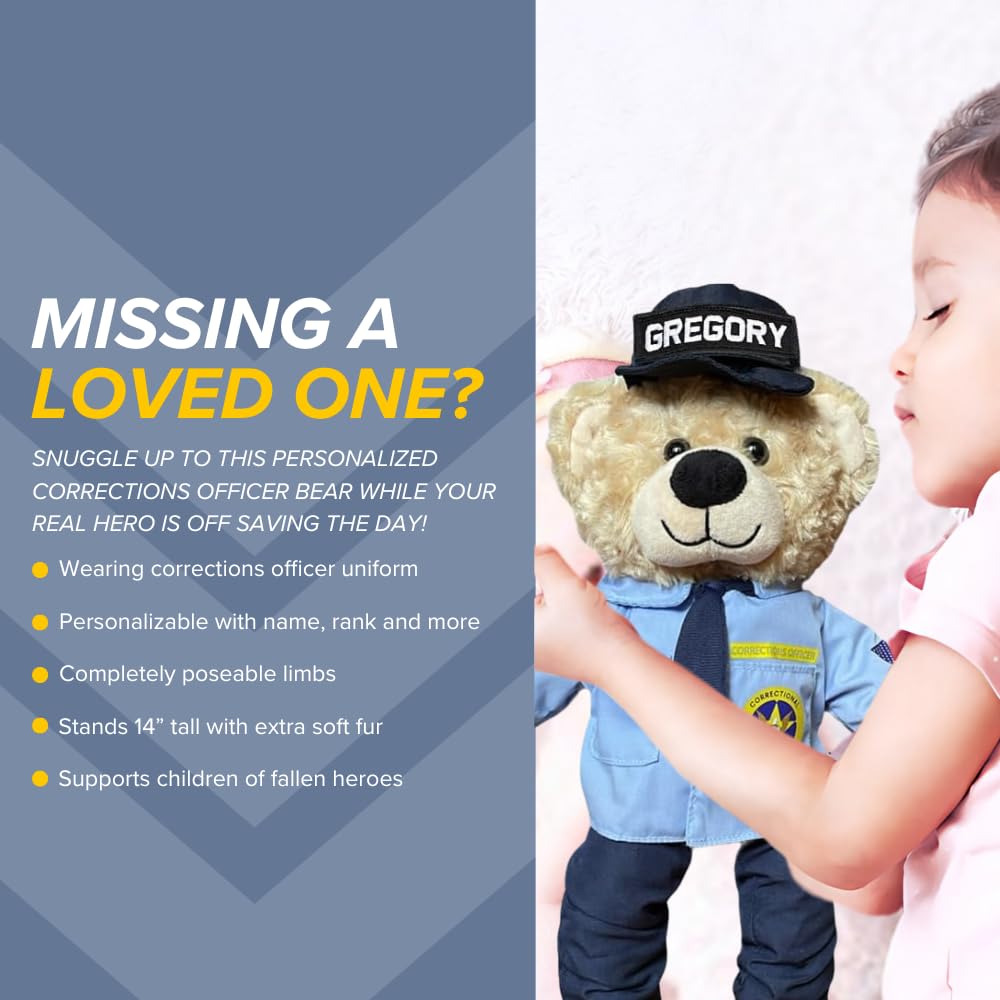ZZZ Bears Personalized Teddy Bear - Thoughtful Gift for Corrections Officers, Spouses & Kids - Brown & Gray Plush Toy