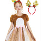 Ikali Girls Deer Fawn Costume, Christmas Party Fancy Tutu Dess Holiday Animal Theme Dress Up Role Play Reindeer Outfit With Head