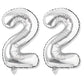 Flyloons 22 number Silver Foil Balloon 16 inch Size Birthday Decoration Items Pack of 2 | 22nd Year Balloons | Twenty Two