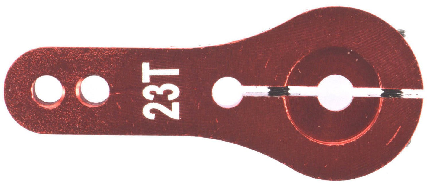 Apex RC Products 23T for JR/Airtronics/KO Red Aluminum Dual Clamping Servo Horn - 2 Pack #8006