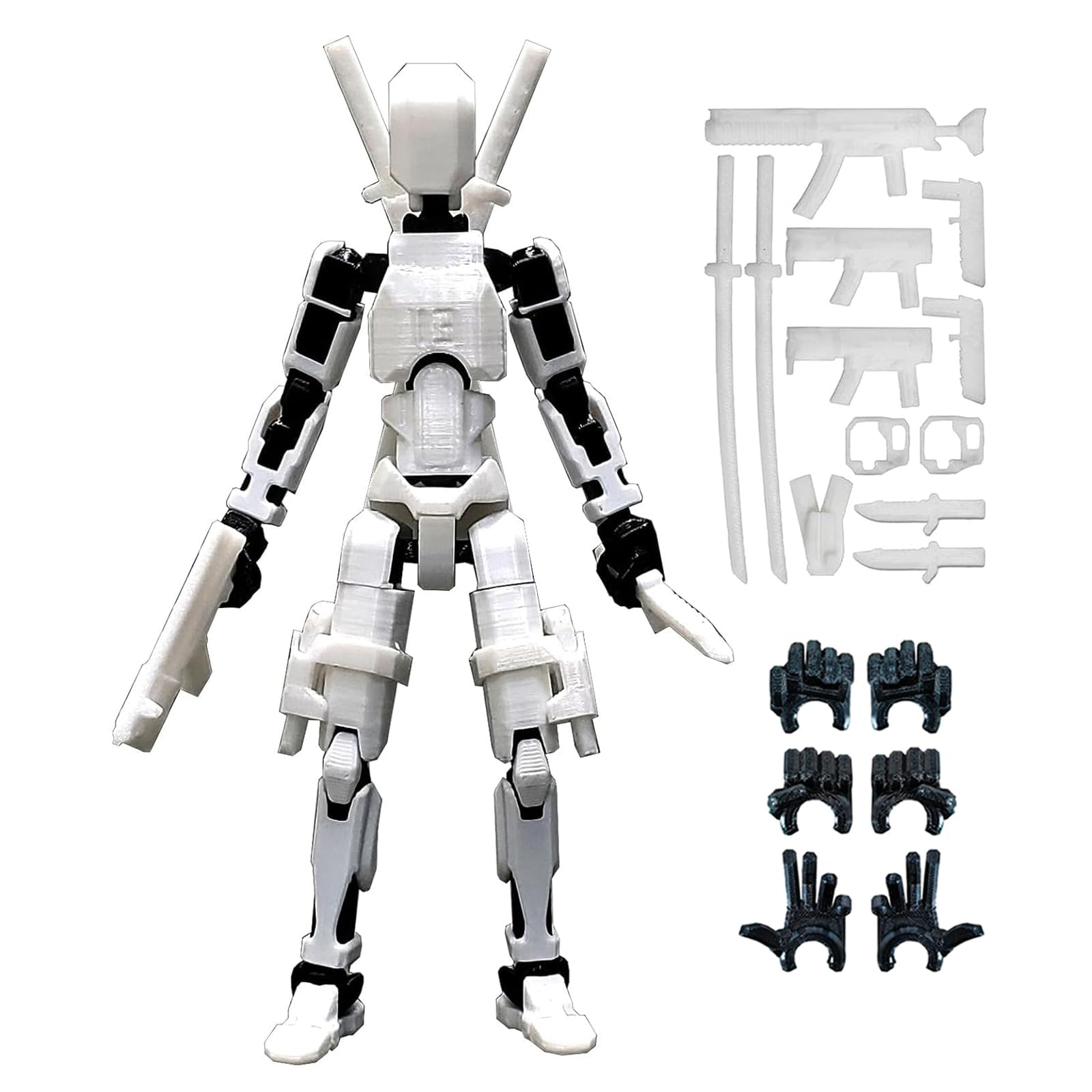Altuco T13 Action Figure With Lots Of Accessories,3D Printed Multi-Jointed Titan13 Figure,White Dummy 13 Desktop Decorative Toy