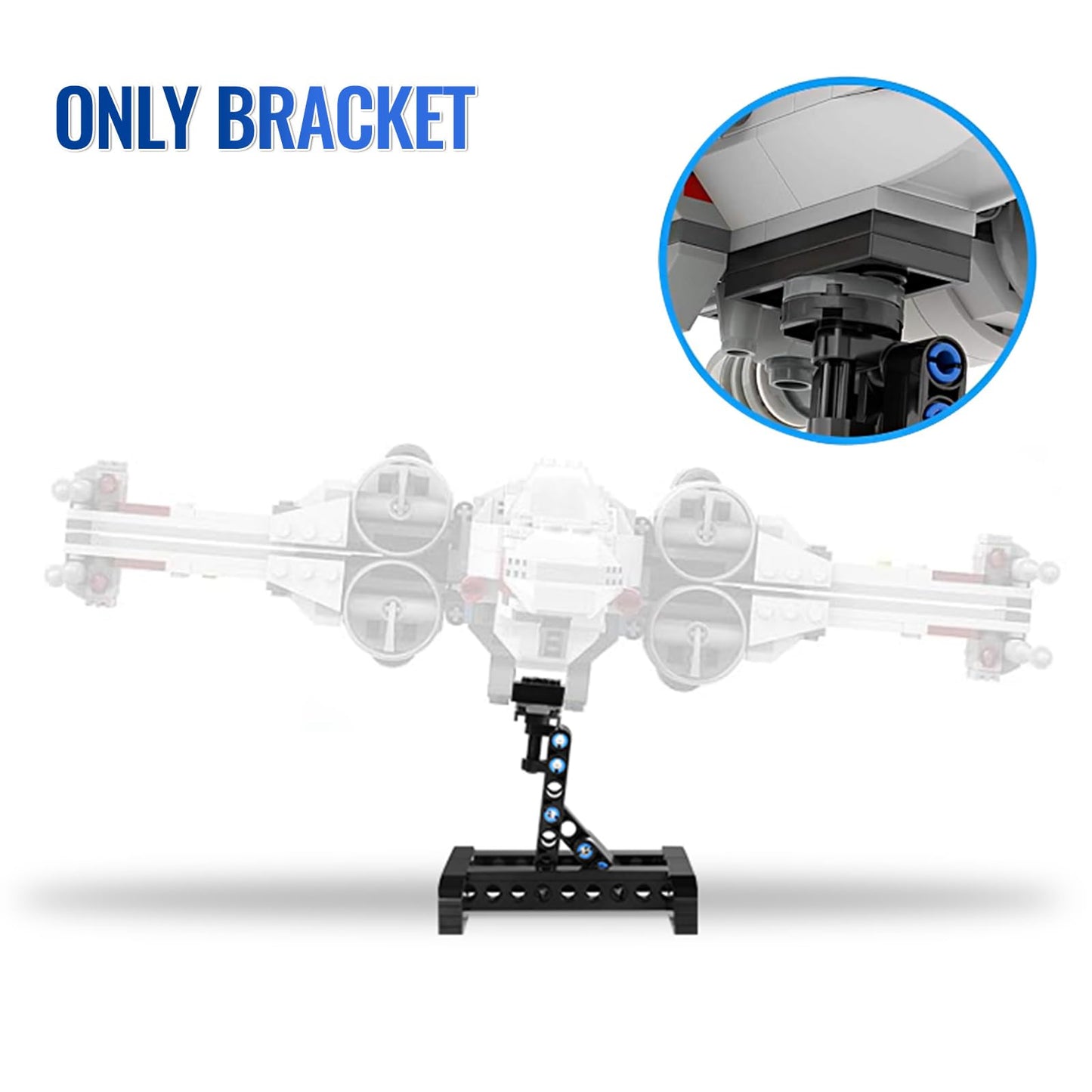 FCEYOUT Display Stand for Lego X-Wing, TIE Bomber, & Mando N-1 Fighter, Adjustable Angle, Plastic, 2 Pack, White