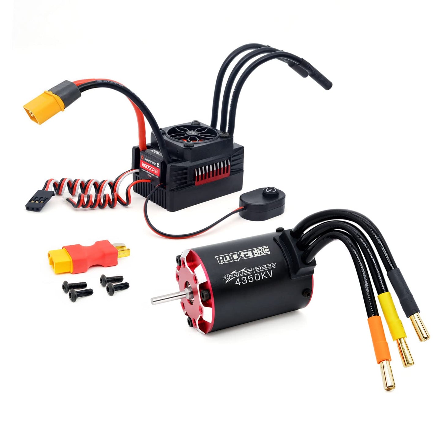 Surpass Hobby 3650 4350kv Brushless Motor and 45A ESC Combo Set Waterproof RC Motor for 1/10 RC Car and Truck