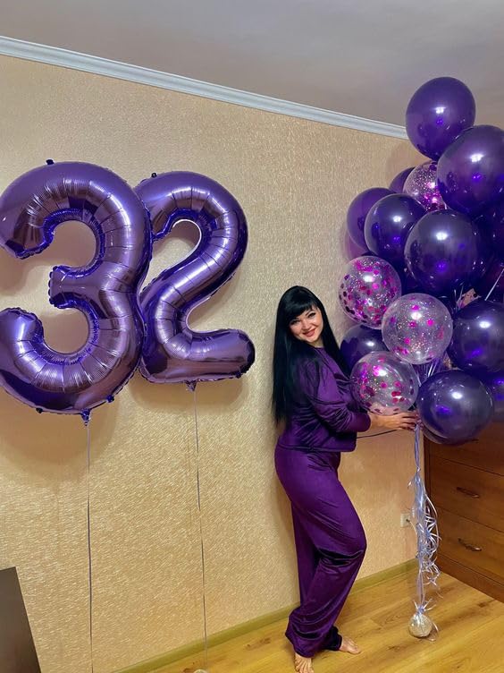 40 Balloon Number, Purple Number 40Th Birthday Balloons 40 Inch, 40 Years Old Purple Birthday Decorations For Men Women, 40Th An