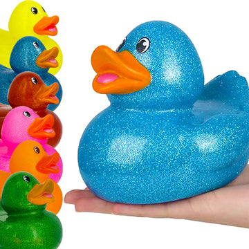 The Dreidel Company Giant Glitter Rubber Duck Toy With Sound Assortment Duckies For Kids, Bath Birthday Gifts Baby Showers Summe