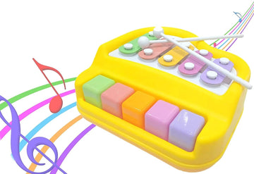 UCRAVO 2 in 1 Mini Piano and Xylophone Toy with Colorful Keys & 2 Mallets for Babies Educational Musical Instruments Toy Set wit