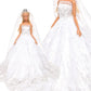 Barwa White Wedding Dress With Long Veil Evening Party Princess White Lace Gown Dress For 11.5 Inch Girl Doll