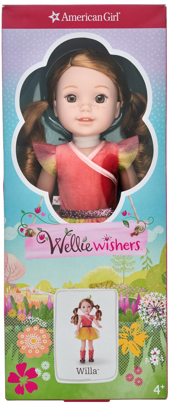 American Girl Welliewishers 14.5-Inch Willa Doll With Coral Leotard, Mesh Skirt, Headband, And Boots, For Ages 4+