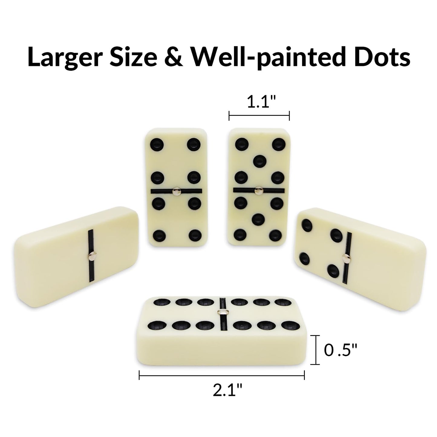 Uvcany Dominoes Set Adults With 4 Wooden Racks/Trays Double Six Dominoes Travel Set With Portable Case Double 6 Dominoes Set With 4 Tiles Holders 28 Tiles Dominos Set Family Classic Board Games White