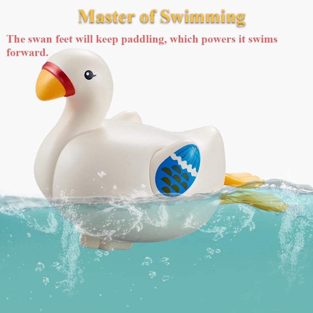 Nextake Wind-Up Swimming Swan, Lovely Swan Kids Swimming Cygnet Bath Toy Clockwork Bathtub Toy Floating Water Toy For Boys And G
