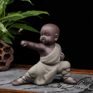 Kingzhuo Miniature Buddha Figurine Ceramic Little Cute Buddha Statue Monk Figurine Creative Baby Crafts Dolls Ornaments Gift Chi