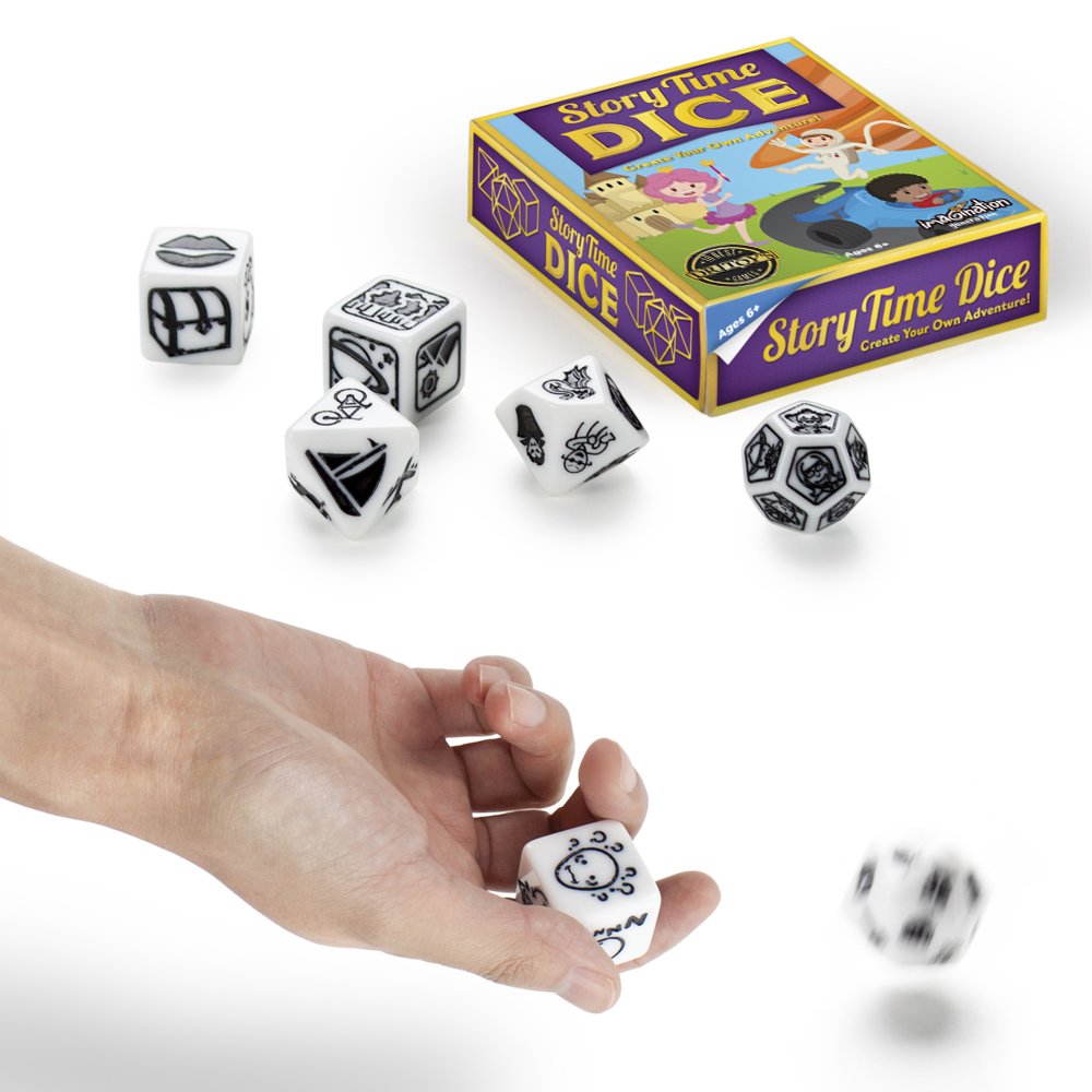 Imagination Generation Story Time Dice, Create Your Own Adventure Storytelling Game - Includes 7 Polyhedral Dice & 4 Suggested W