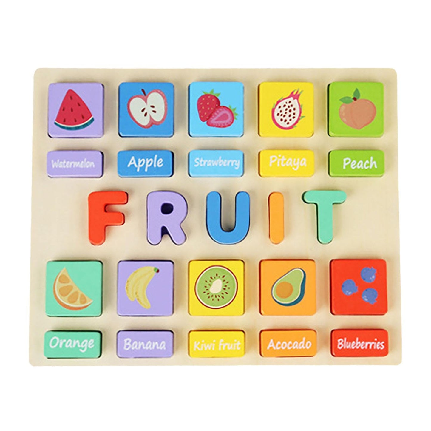 Atorse Puzzle Game Practicing Sensory Toy Practical Matching Blocks Montessori Toy Fruit