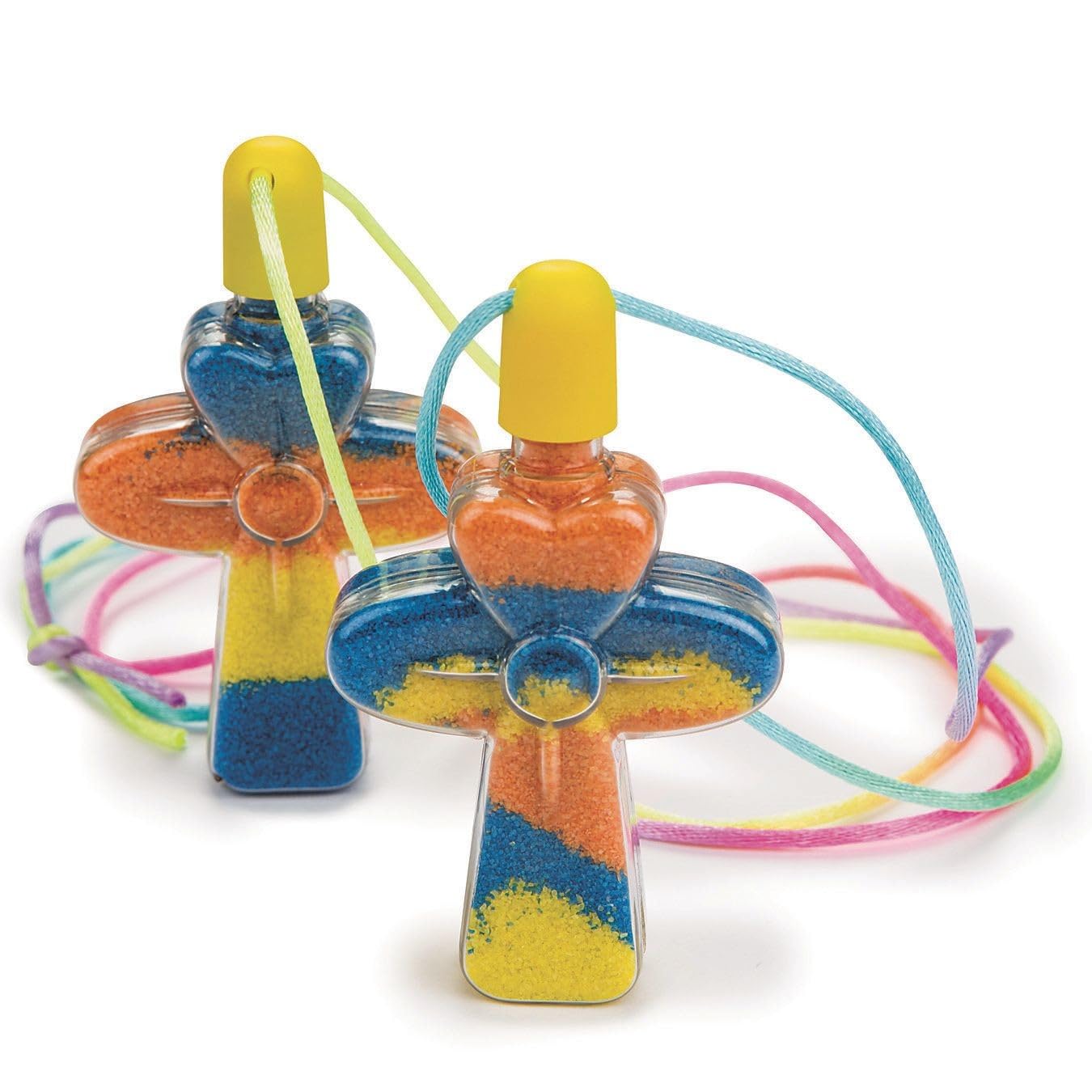 S&S Worldwide Sand Art Cross Necklace Craft Kit, Create Colorful Cross Necklaces by Layering Included Sand, Great Group Project 