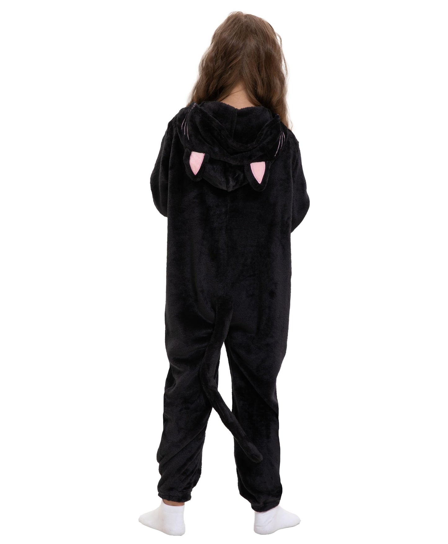 Cat Costume For Kids Cat Noir Costume Girls Onesie Black Cat Costume Child Halloween Cosplay Outfits (Black Cat, Medium)