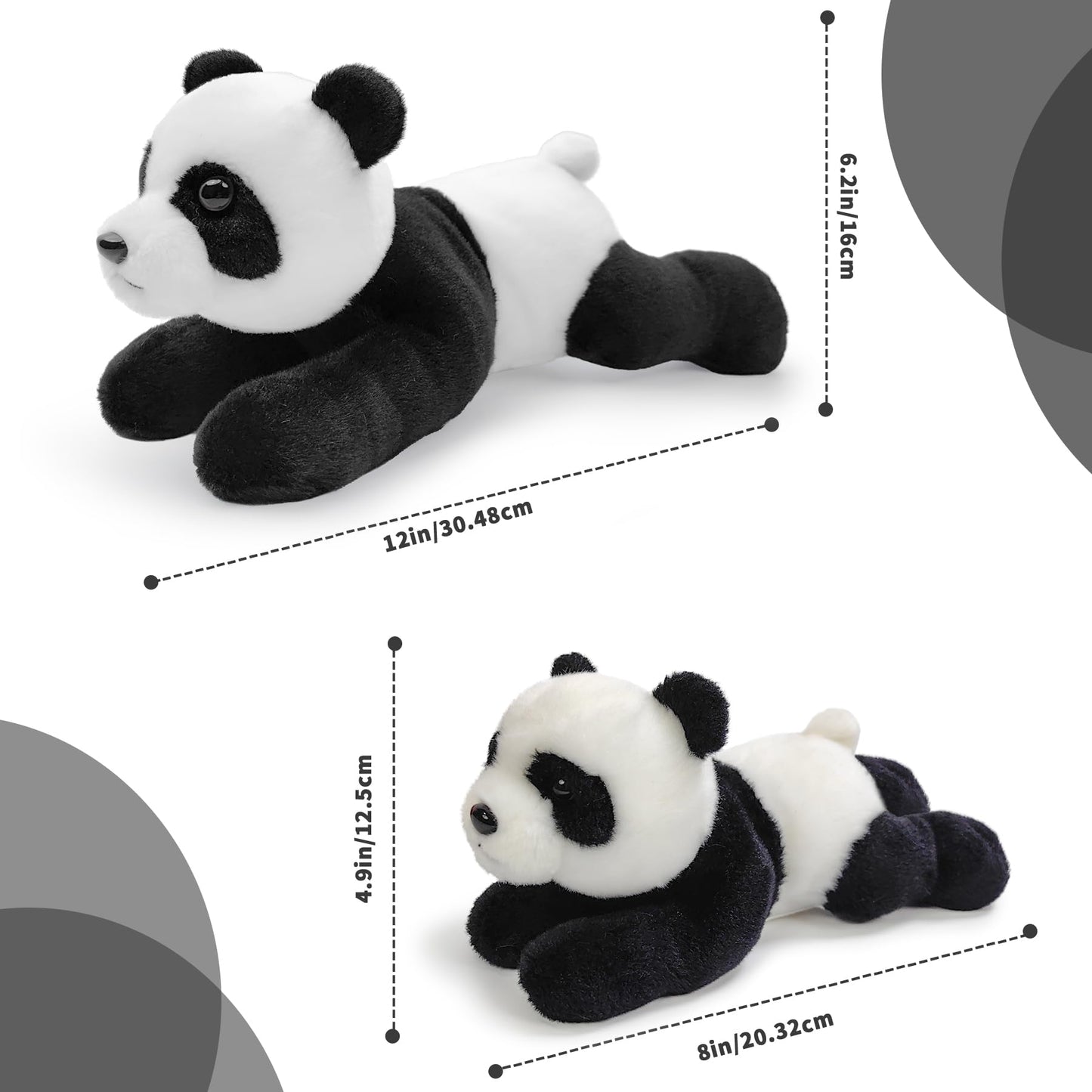 Hideekoog Stuffed Animal for Kids 12 inch Realistic Animal Plush Toy Lying Down Posture Animals Plush for Boys Girls mature-themed Birthday Hug Teaching(L-Panda)