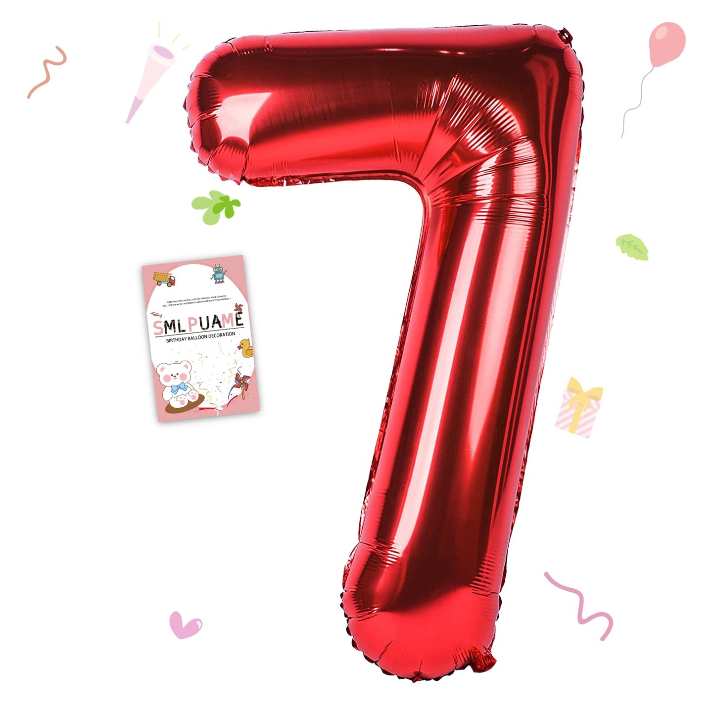 Smlpuame 40 Inch Number Balloon 0-9 Red Large Number 7 Balloons,Digital Balloons For Birthday Party Celebration Decorations Supp