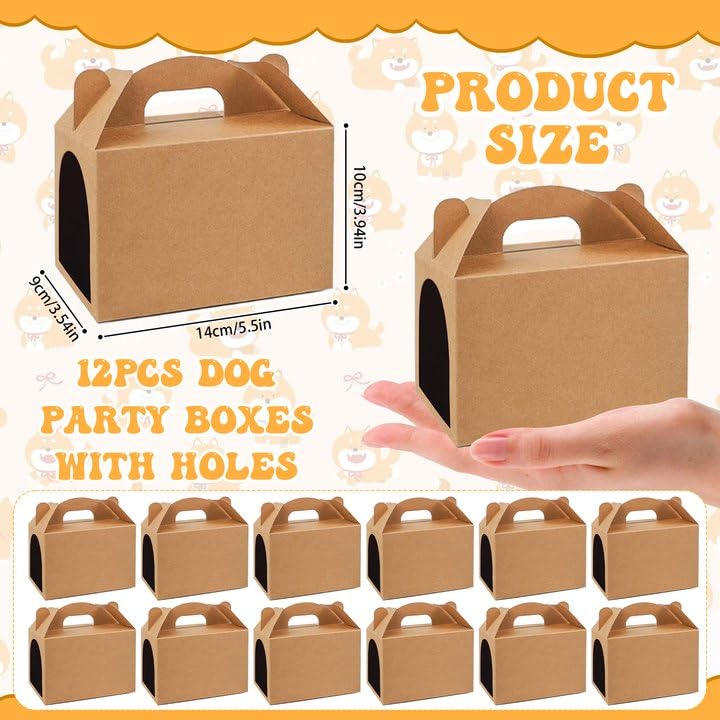 Jiytivity 24 Pcs Dog Party Favors Include 12 Mini Plush Dogs Stuffed Puppy And 12 Foldable Kraft Puppy Boxes For Adopt A Puppy P