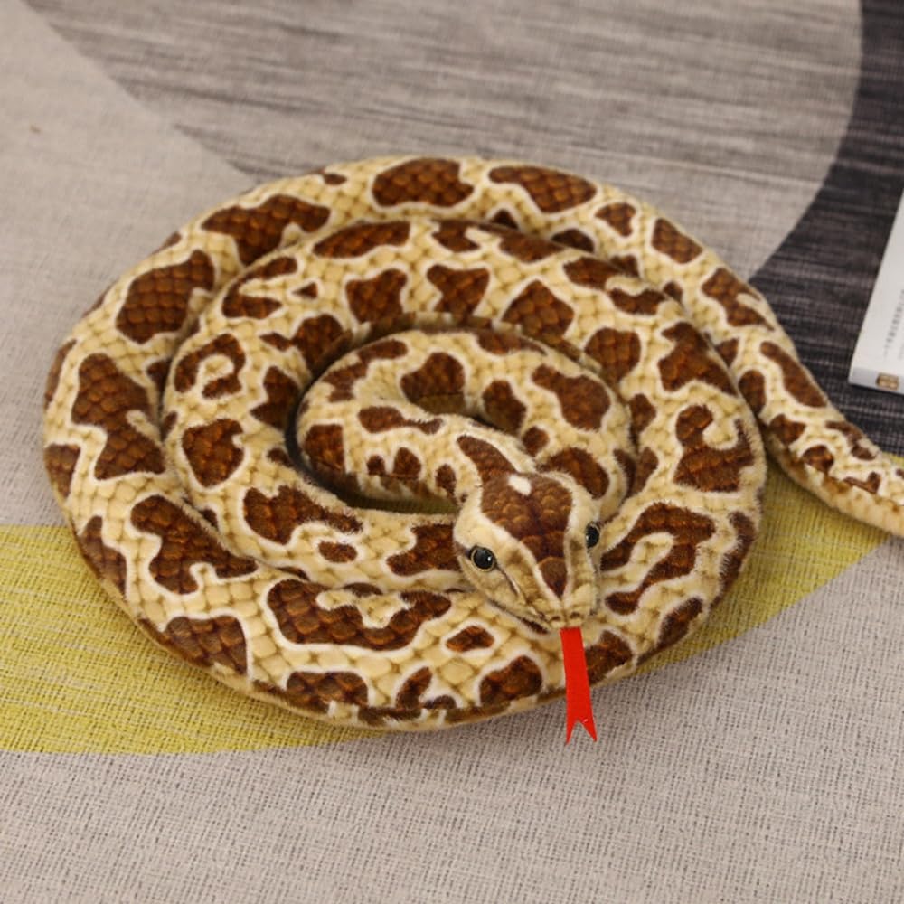 Xshelley 120" Extra Long Brown Snake Plush Toy, Soft Stuffed Animal, 100% Polyester, Model Xshelley -20221108A