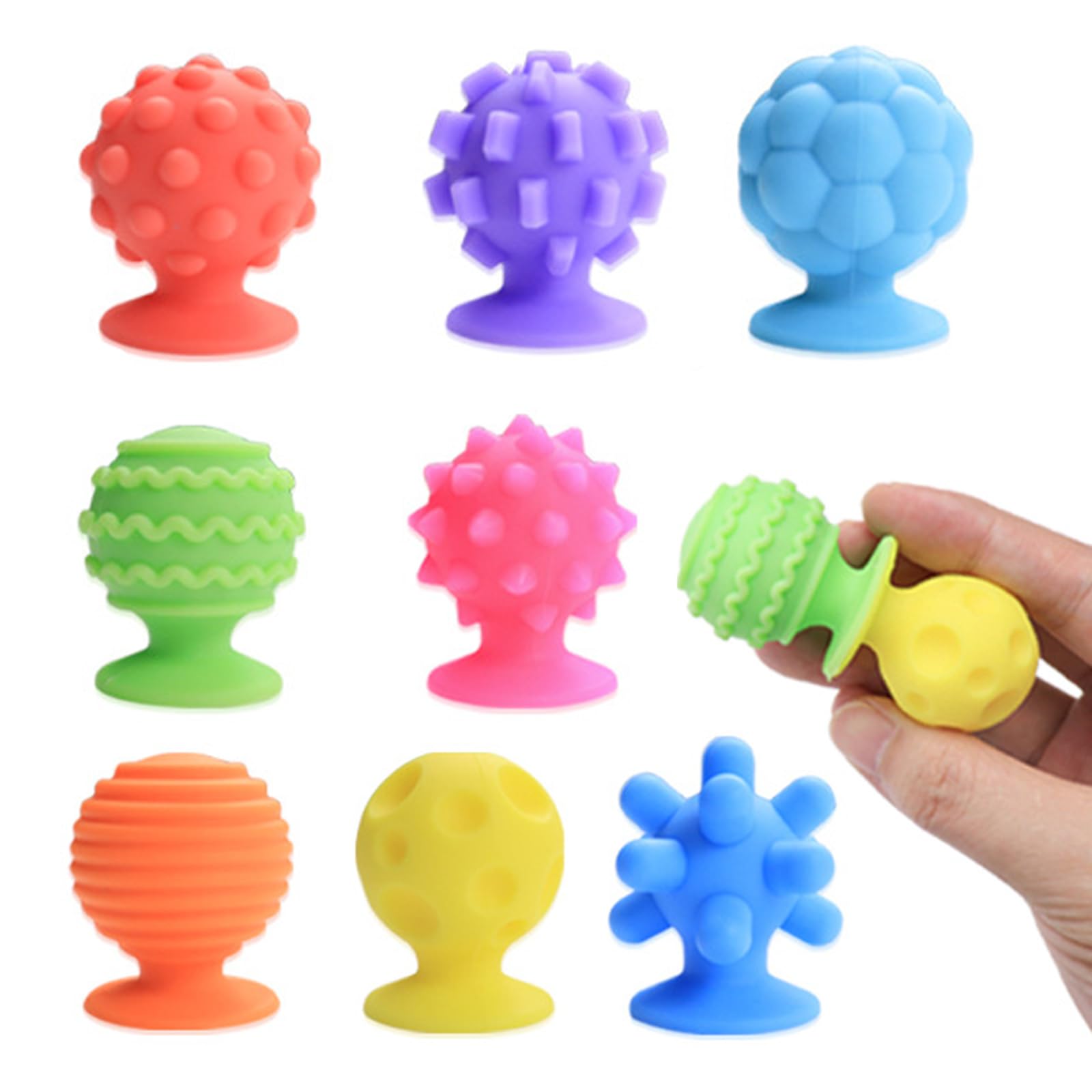 Aokeleilei Sensory Fidget Toys Kids Adults: 8 Pack Textured Suction Toys For Autism Kids Calming