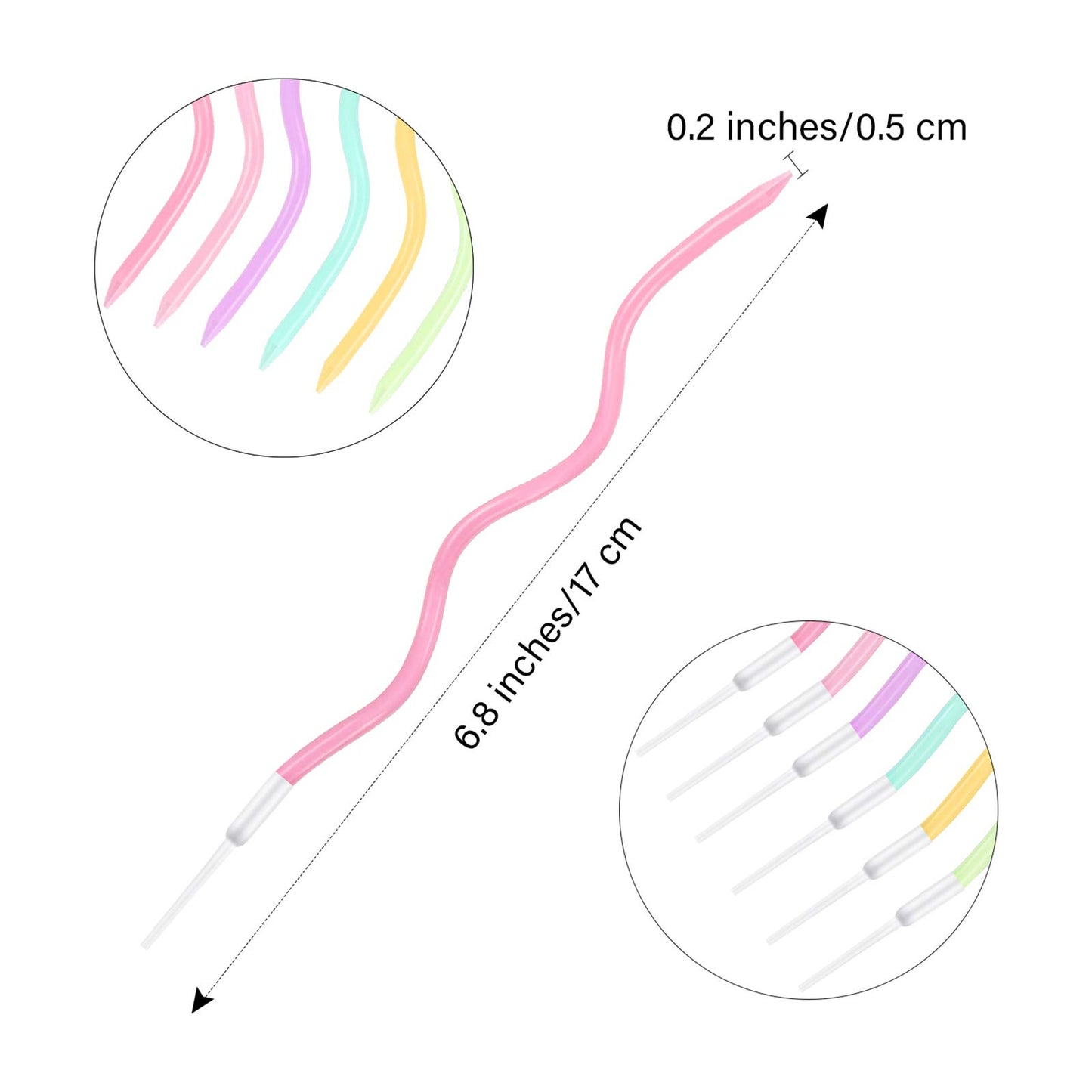 BBTO 12 Pcs Twisted Birthday Candles Spiral Metallic Cupcake Thin Long Cake Candles with Holders for Birthday Wedding Party(Colo