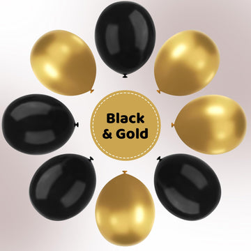 Ymsz Black And Gold Balloons, 67Pcs 12 Inch Metallic Gold And Black Balloons For Birthday, Retirement, Graduation, New Year'S Ev
