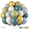 Paready Dusty Blue Green Balloons - Rubber, Boho Birthday & Wedding Decorations, Sage Green & Metallic Gold