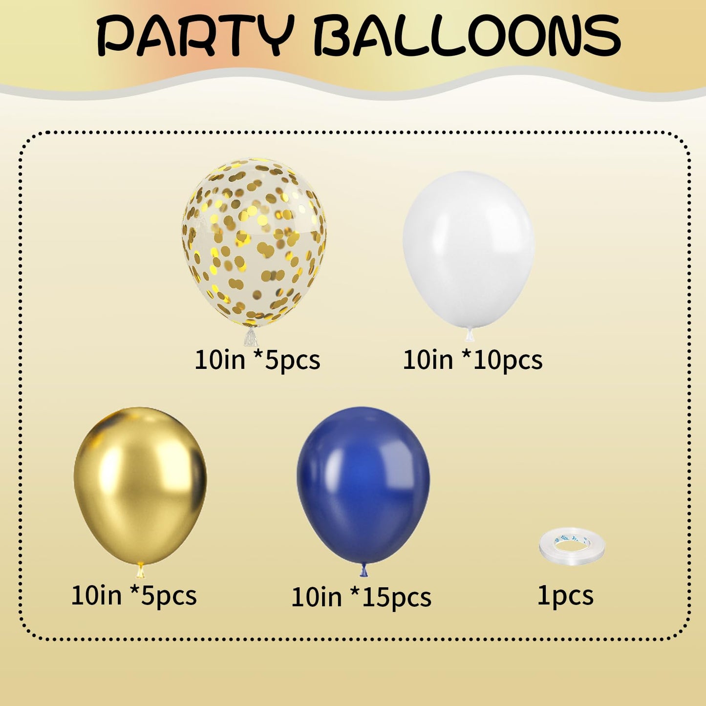 Navy Blue And Gold Balloons, Blue And Gold Balloons, Gold Confetti Balloons Navy Blue Gold Latex Balloons For Boys Birthday Baby