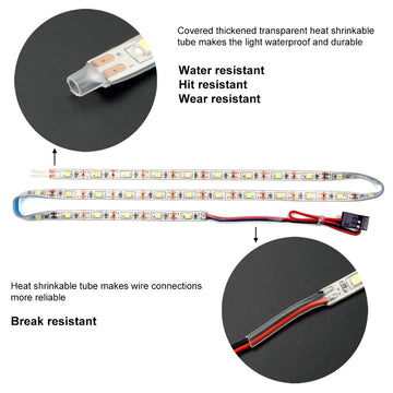 elechawk Waterproof LED Light Strips for RC Cars Trucks Airplanes Boats Drones Fixed Wing AR Wing Model Underglow Light (White)