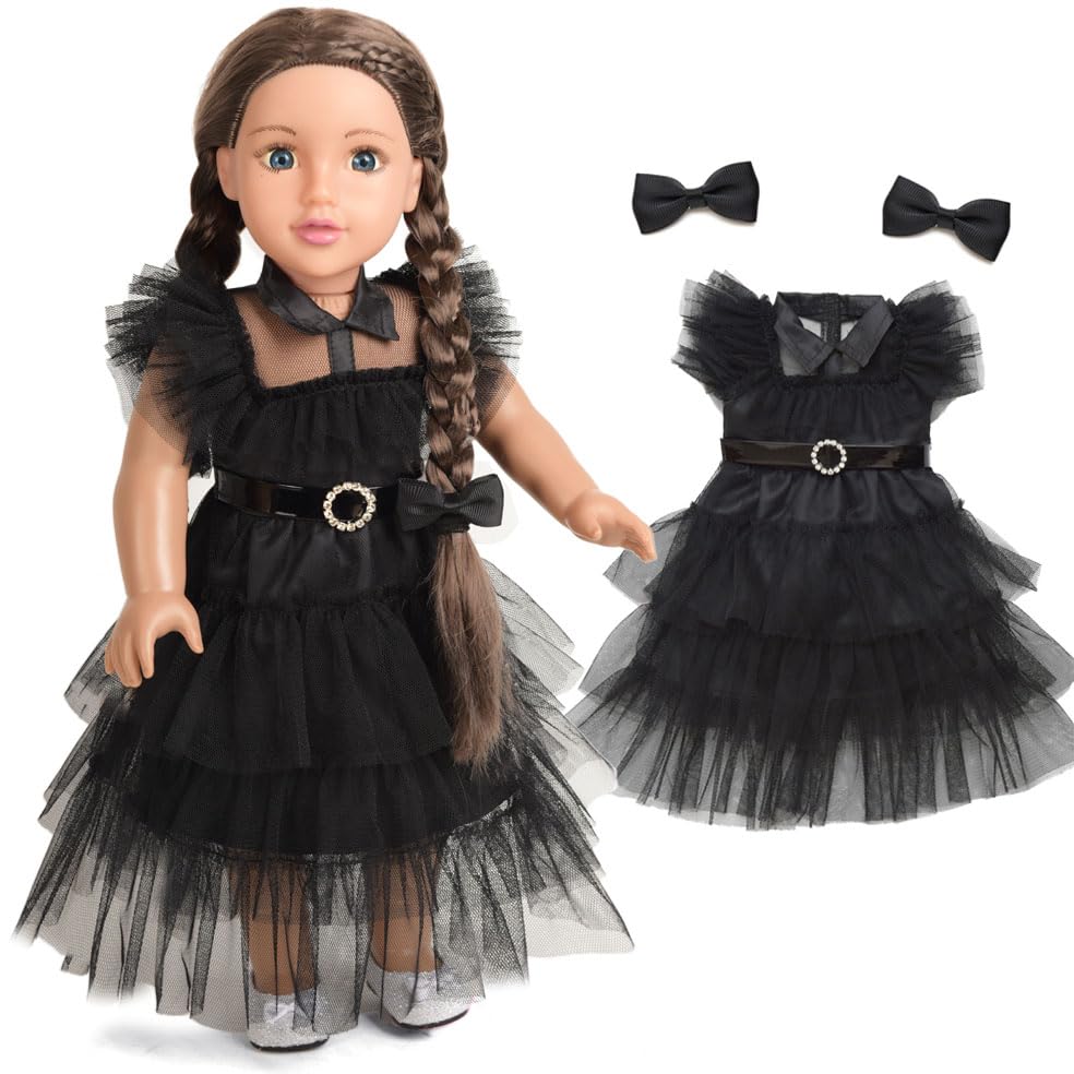 Sweet Dolly 18 Inch Doll Clothes Black Party Dress Costume Doll Accessories For 18 Inch Dolls (Doll Not Included)