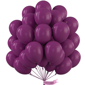 PartyWoo 12 Inch Purple Rubber Balloons, 50 pcs Boho Dark Purple for Birthday, Wedding, Party Decorations, Balloon Garland/Arch