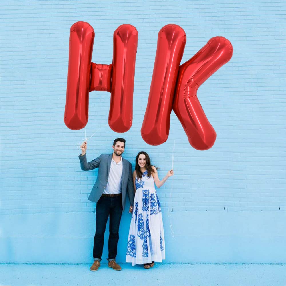 Toniful 40 Inch Large Bright Red Letter Balloons A-Z, Giant Jumbo Helium Foil Mylar Big Letter K Balloons For Birthday Party Ann