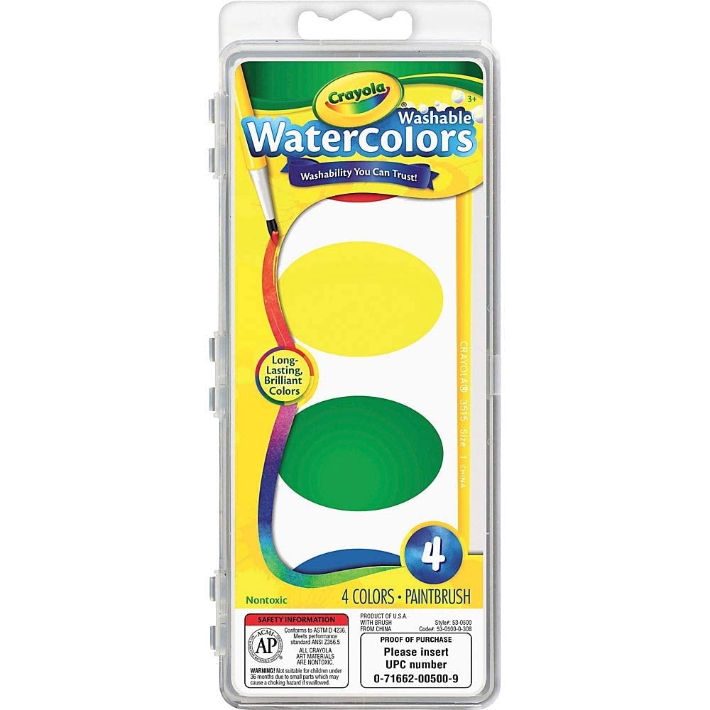Binney & Smith Crayola(R) So Big(TM) Washable Watercolor Set, Set Of 4 Colors
