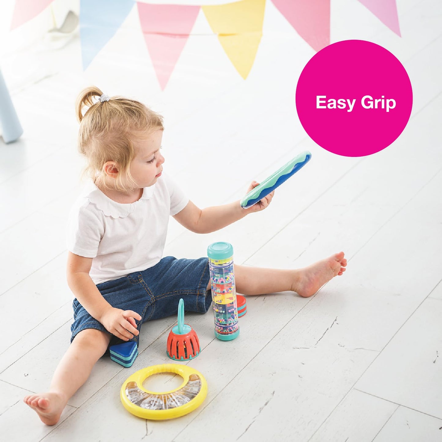 Edushape First Birthday Gift Set - Baby Musical Instruments & Toddler Music Set - Music Toys Baby Gift – Includes Hand Drum, Rain Stick, Shakers, Bell - Interactive Toddler Music Toys For Toddlers 1-3