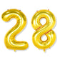 Flyloons 28 number Golden Foil Balloon 16 inch Size Birthday Decoration Items Pack of 2 | 28th Year Balloons | Twenty Eight
