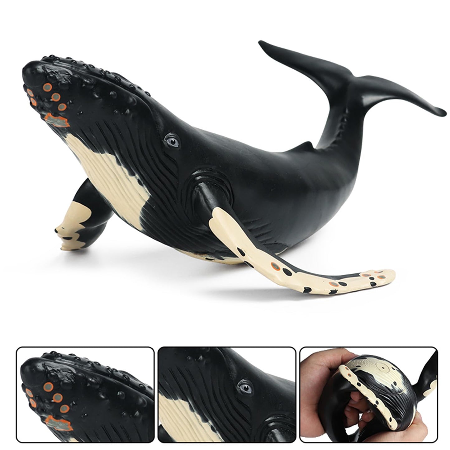 EOIVSH Soft Rubber Humpback Whale Toy, 14.2" Realistic Ocean Figure for Kids, Bath & Beach Fun, Plastic, Great Birthday Gift
