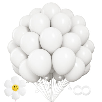 White Balloons,100 Pcs 12 Inch White Latex Balloons,Matte White Balloons For Party Decoration,Birthday Decoration,Wedding, Baby