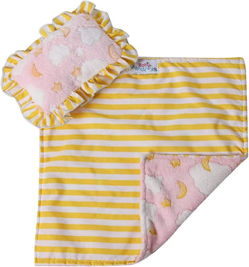 Baby Whitney Pink Clouds Doll Blanket & Pillow - Cotton, Pink, Model 79960