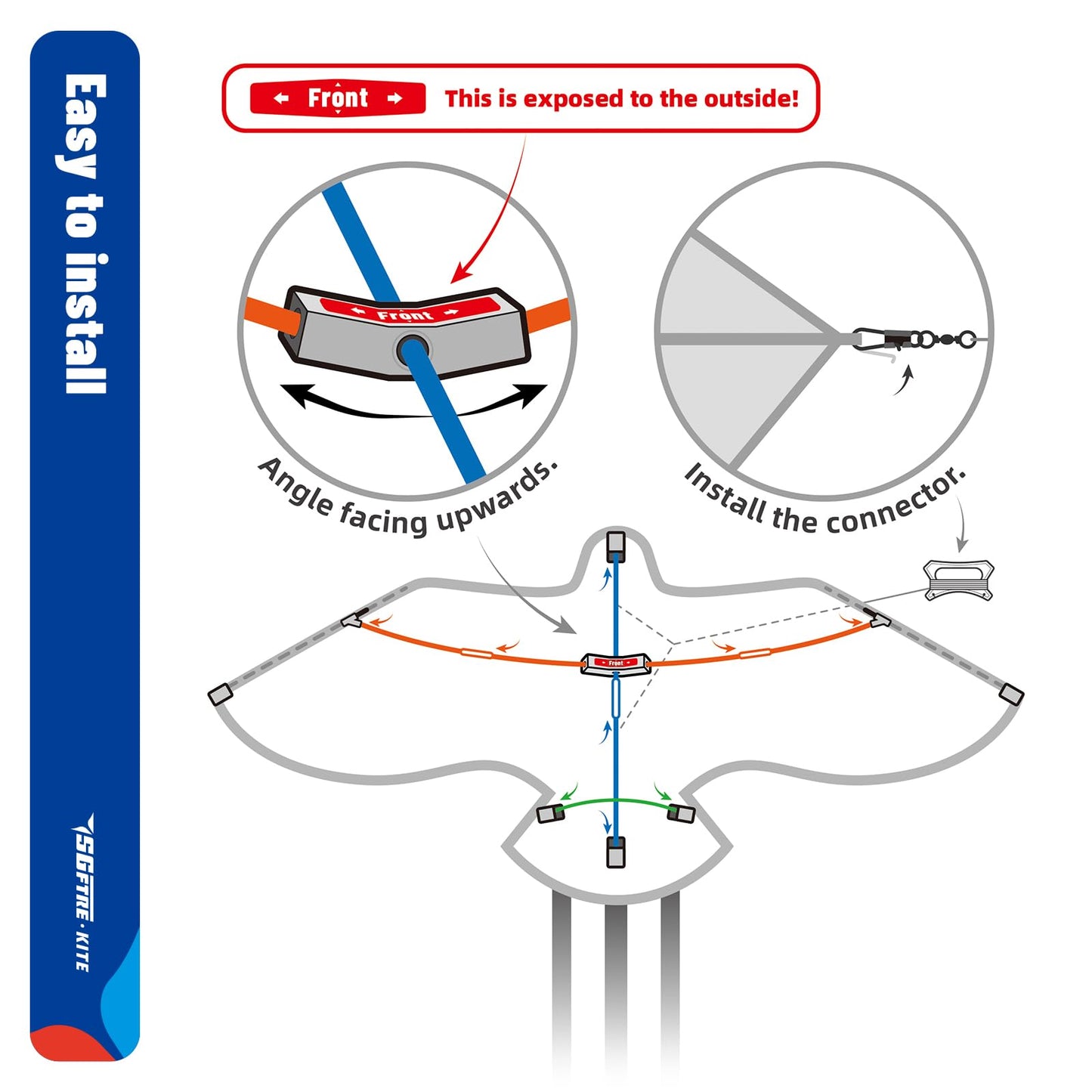 SGftre Eagle Kite - Easy-Fly Single Line Kite for Adults & Kids, Red & Blue American Flag, Perfect for Beach & Park Activities