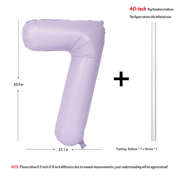 40 In Matte Purple Number Balloons Helium Foil Mylar Balloon Birthday Party Banquet Decoration Digital 7