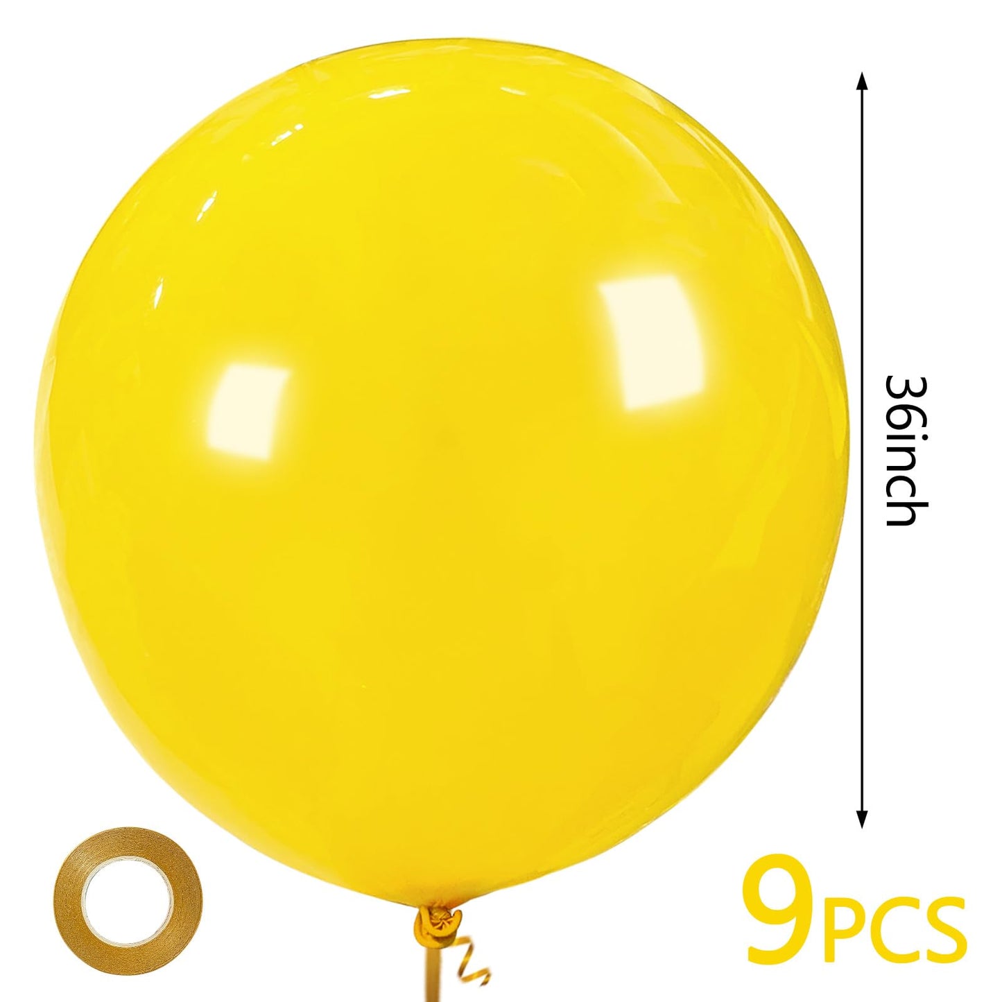 Yellow Big 36 Inch Balloons, 9Pcs Yellow Giant Big Latex Balloons, Large Balloons For Birthday Wedding Party Decorations.(Yellow