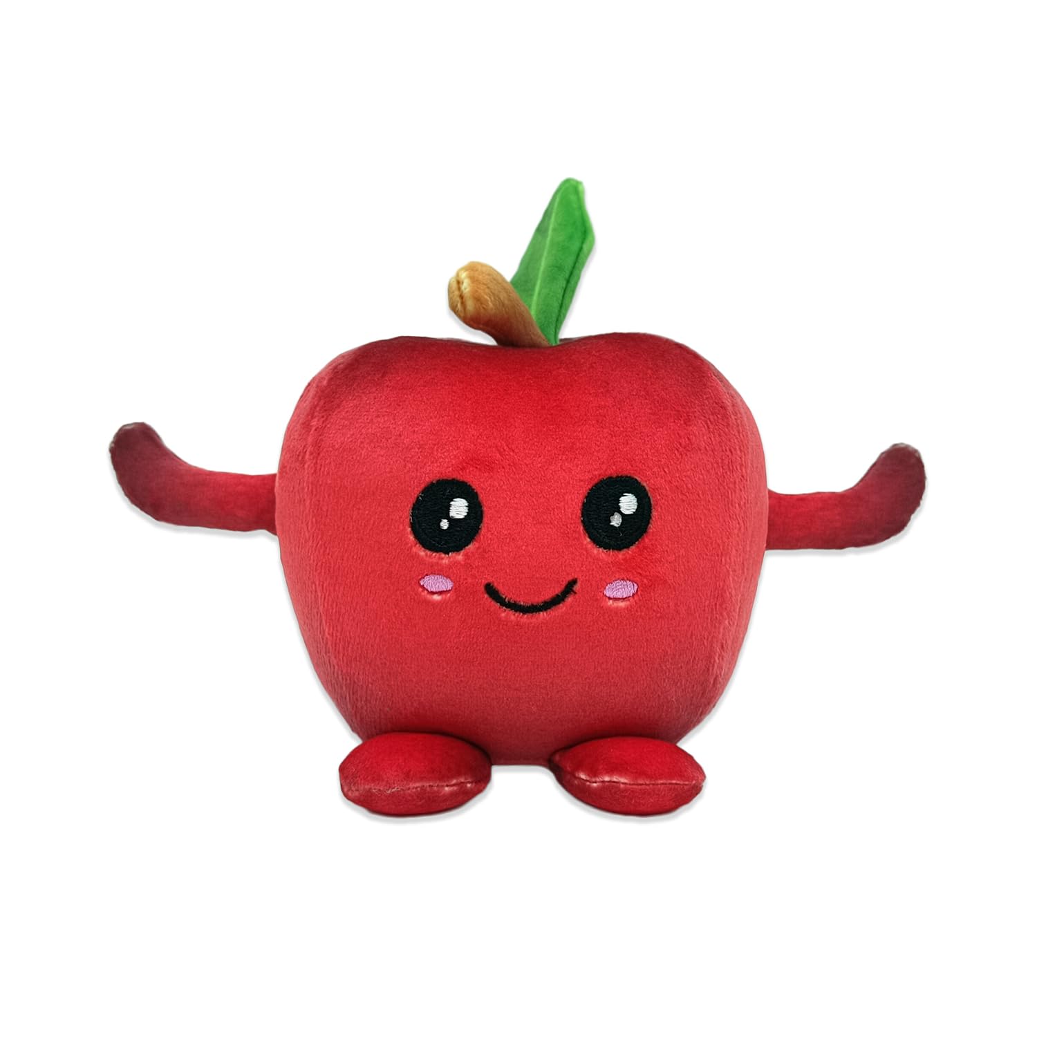 PLUSHOLOGY Squishy Apple Stuffed Animal; Ultra Soft and Cuddly Plush Toy for Kids 3 Years Old to mature-themeds; Child-Safe Embroidered Eyes adds a Unique Aesthetic; (5 Tall)