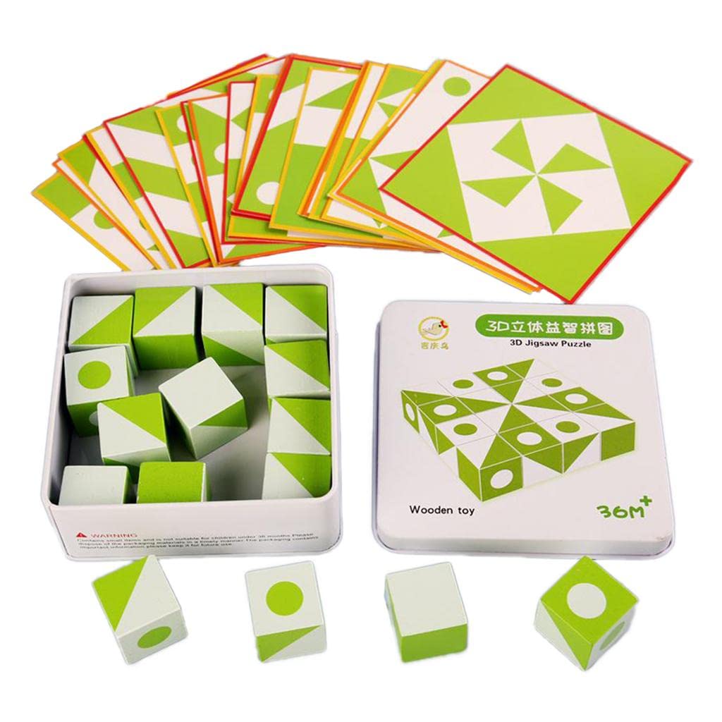 ECOMISTIQ Fun Wooden 3D Montessori Geometry Puzzles Pattern Blocks Set for Kids 3+ | & Handcrafted Toys Preschool Pretend Play
