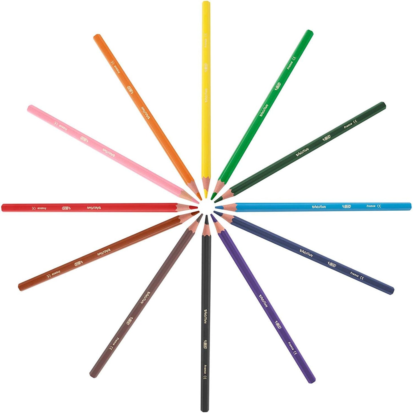 Bic Kids Evolution ECOlutions Colouring Pencils, Assorted Colours, Eco-Friendly, 70 g,12 Count (Pack of 1)